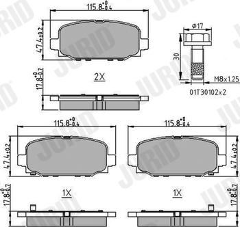 Jurid 573824J - Комплект спирачно феродо, дискови спирачки vvparts.bg