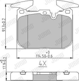 Jurid 573355J - Комплект спирачно феродо, дискови спирачки vvparts.bg