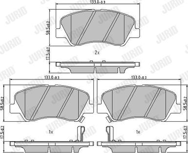 Jurid 573368J - Комплект спирачно феродо, дискови спирачки vvparts.bg