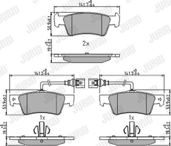 Jurid 573301J - Комплект спирачно феродо, дискови спирачки vvparts.bg