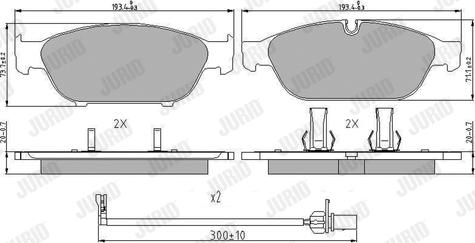 Jurid 573381J - Комплект спирачно феродо, дискови спирачки vvparts.bg