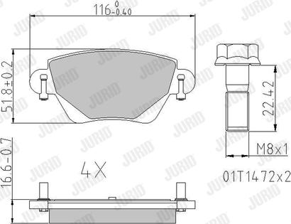 Jurid 573320J - Комплект спирачно феродо, дискови спирачки vvparts.bg