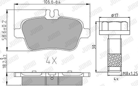 Jurid 573370J - Комплект спирачно феродо, дискови спирачки vvparts.bg