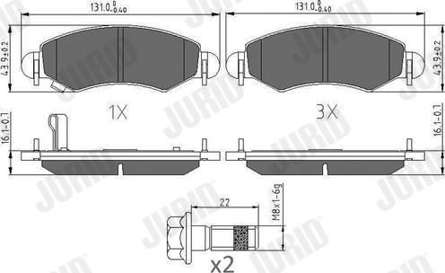 Jurid 573378J - Комплект спирачно феродо, дискови спирачки vvparts.bg