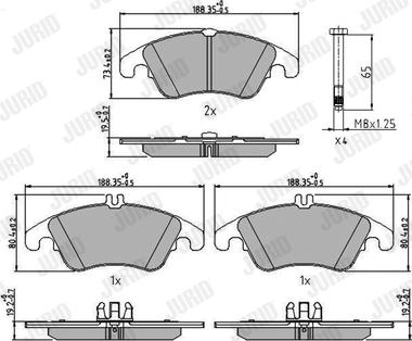 Jurid 573291J - Комплект спирачно феродо, дискови спирачки vvparts.bg