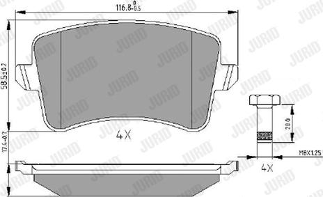 Jurid 573259J - Комплект спирачно феродо, дискови спирачки vvparts.bg