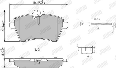 Jurid 573265J - Комплект спирачно феродо, дискови спирачки vvparts.bg