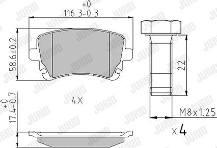 Jurid 573219J - Комплект спирачно феродо, дискови спирачки vvparts.bg