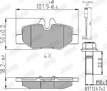 Jurid 573222J - Комплект спирачно феродо, дискови спирачки vvparts.bg