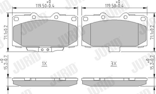 Jurid 573736J - Комплект спирачно феродо, дискови спирачки vvparts.bg