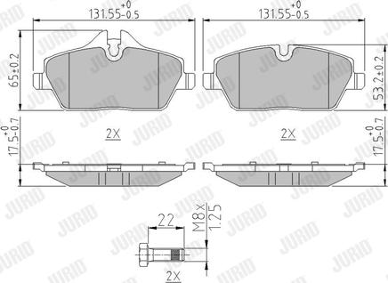 Jurid 573733J - Комплект спирачно феродо, дискови спирачки vvparts.bg