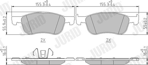 Jurid 573779J - Комплект спирачно феродо, дискови спирачки vvparts.bg