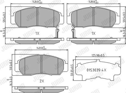 Jurid 572449J - Комплект спирачно феродо, дискови спирачки vvparts.bg