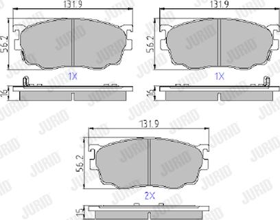 Jurid 572444J - Комплект спирачно феродо, дискови спирачки vvparts.bg