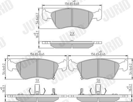 Jurid 572400J - Комплект спирачно феродо, дискови спирачки vvparts.bg