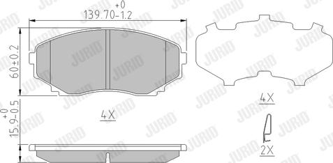 Jurid 572435J - Комплект спирачно феродо, дискови спирачки vvparts.bg