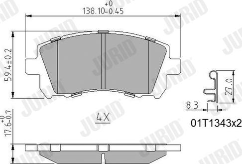 Jurid 572423J - Комплект спирачно феродо, дискови спирачки vvparts.bg