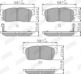 Jurid 572471J - Комплект спирачно феродо, дискови спирачки vvparts.bg