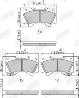 Jurid 572599J - Комплект спирачно феродо, дискови спирачки vvparts.bg