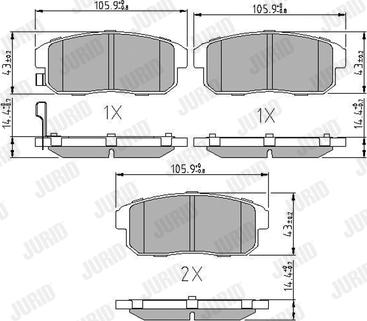 Jurid 572592J - Комплект спирачно феродо, дискови спирачки vvparts.bg