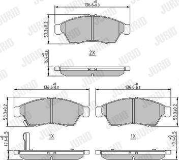 Jurid 572545J - Комплект спирачно феродо, дискови спирачки vvparts.bg