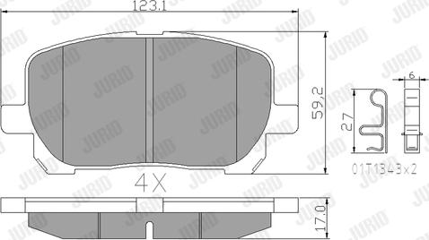 Jurid 572546J - Комплект спирачно феродо, дискови спирачки vvparts.bg