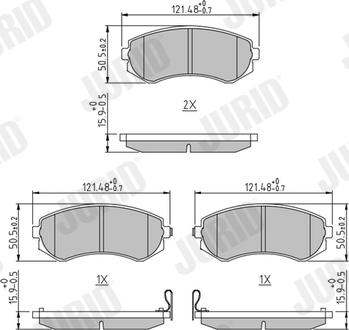 Jurid 572541J - Комплект спирачно феродо, дискови спирачки vvparts.bg