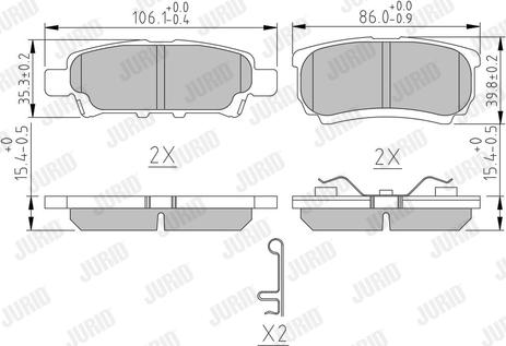 Jurid 572547J - Комплект спирачно феродо, дискови спирачки vvparts.bg