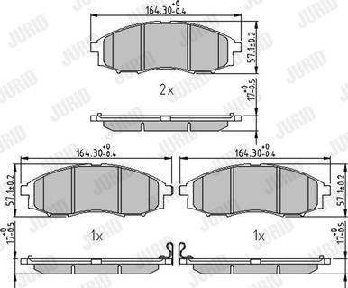 Jurid 572551J - Комплект спирачно феродо, дискови спирачки vvparts.bg