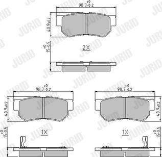 Jurid 572557J - Комплект спирачно феродо, дискови спирачки vvparts.bg