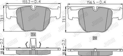 Jurid 572507J - Комплект спирачно феродо, дискови спирачки vvparts.bg