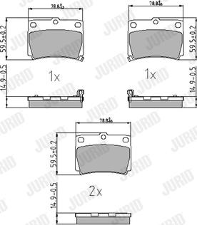 Jurid 572519J - Комплект спирачно феродо, дискови спирачки vvparts.bg