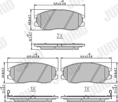 Jurid 572518J - Комплект спирачно феродо, дискови спирачки vvparts.bg