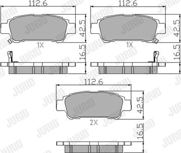 Jurid 572512J - Комплект спирачно феродо, дискови спирачки vvparts.bg