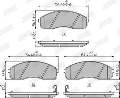 Jurid 572532J - Комплект спирачно феродо, дискови спирачки vvparts.bg