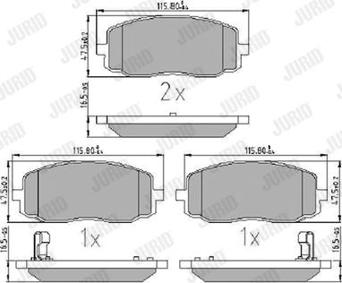 Jurid 572526J - Комплект спирачно феродо, дискови спирачки vvparts.bg