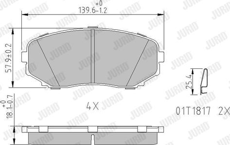 Jurid 572640J - Комплект спирачно феродо, дискови спирачки vvparts.bg