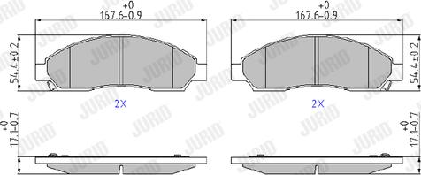 Jurid 572643J - Комплект спирачно феродо, дискови спирачки vvparts.bg