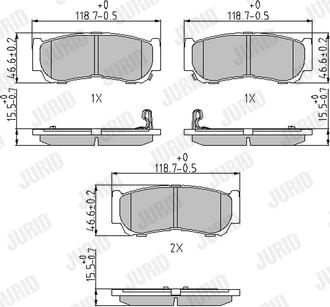 Jurid 572608J - Комплект спирачно феродо, дискови спирачки vvparts.bg