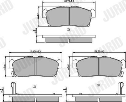 Jurid 572611J - Комплект спирачно феродо, дискови спирачки vvparts.bg