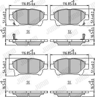 Jurid 572618J - Комплект спирачно феродо, дискови спирачки vvparts.bg