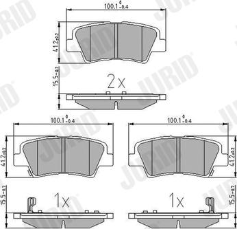 Jurid 572629J - Комплект спирачно феродо, дискови спирачки vvparts.bg