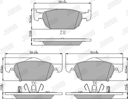 Jurid 572624J - Комплект спирачно феродо, дискови спирачки vvparts.bg