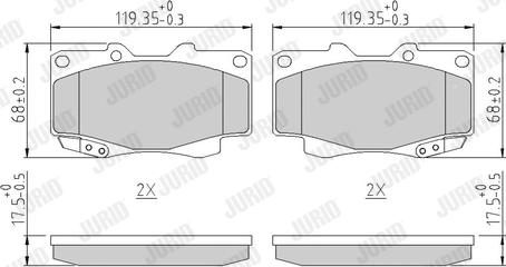 Jurid 572625J - Комплект спирачно феродо, дискови спирачки vvparts.bg