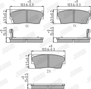 Jurid 572166J - Комплект спирачно феродо, дискови спирачки vvparts.bg