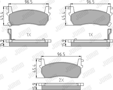 Jurid 572189J - Комплект спирачно феродо, дискови спирачки vvparts.bg