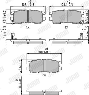 Jurid 572200J - Комплект спирачно феродо, дискови спирачки vvparts.bg