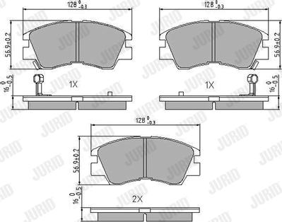 Jurid 572281J - Комплект спирачно феродо, дискови спирачки vvparts.bg