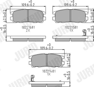 Jurid 572221J - Комплект спирачно феродо, дискови спирачки vvparts.bg