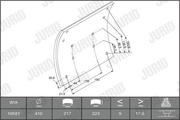 Jurid 1958101820 - Комплект феродо за накладки, барабанни спирачки vvparts.bg